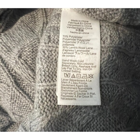 J. Crew Cable Knit Heather Gray Wool Blend w Back Tie Sweater Size M NWT - Picture 9 of 12
